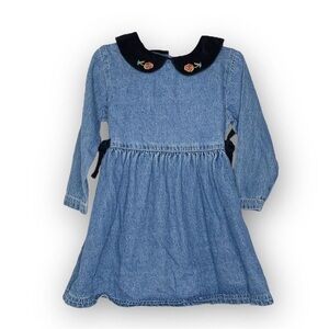 Vintage Old Navy Denim Velvet Dress Jumper Baby Toddler Size 24-30 Months 2T